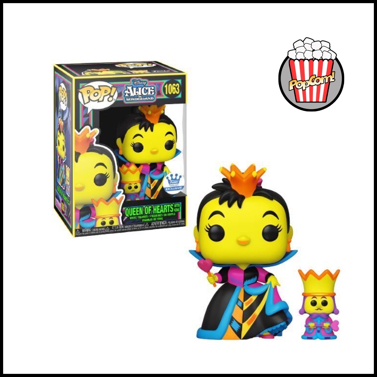 Funko Pop: Disney: Alice in Wonderland - Queen of Hearts w/ King (Blacklight) #1063 (Funko Exclusive)